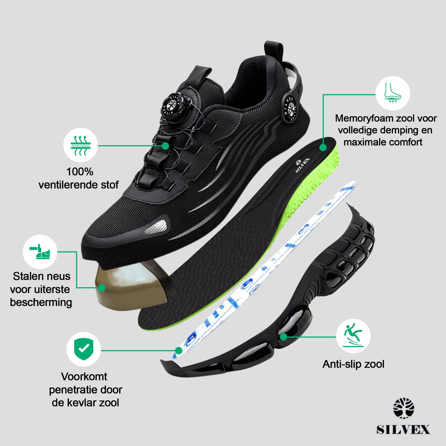 Silvex® Cloudwalk Pijnverlichtende Veiligheidssneakers